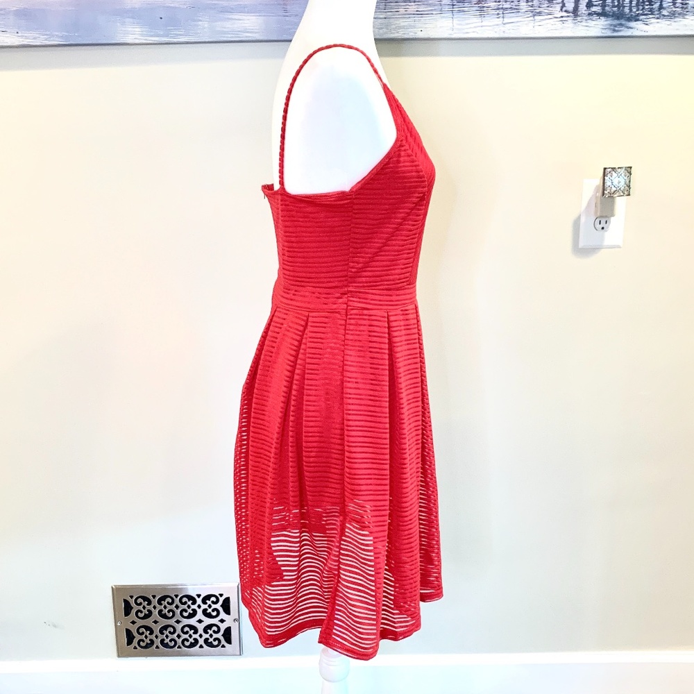 Red Sleeveless Sheer Layered Dress - Picture 3 of 7